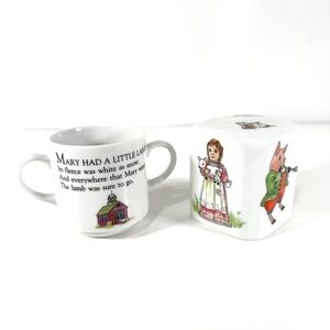 Porcelain Children's Nursery Rhyme Cup and Cube Set - White